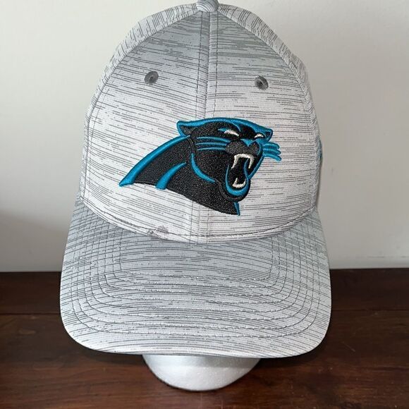 New Era stretch NFL Shield Carolina Panthers teal blue sewn camouflage bill cap - Picture 1 of 5